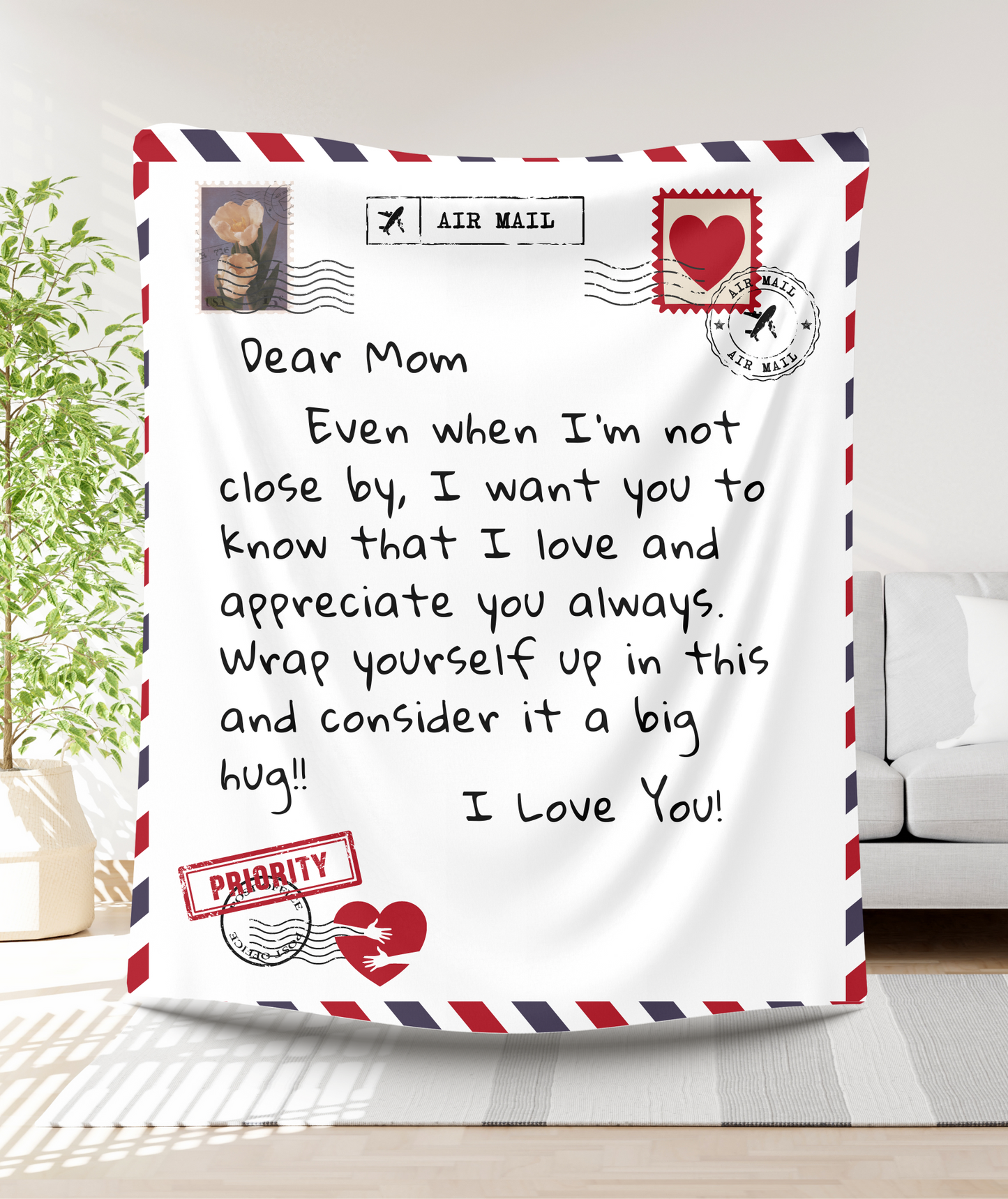 Custom Postcard Plush Blanket for MOM