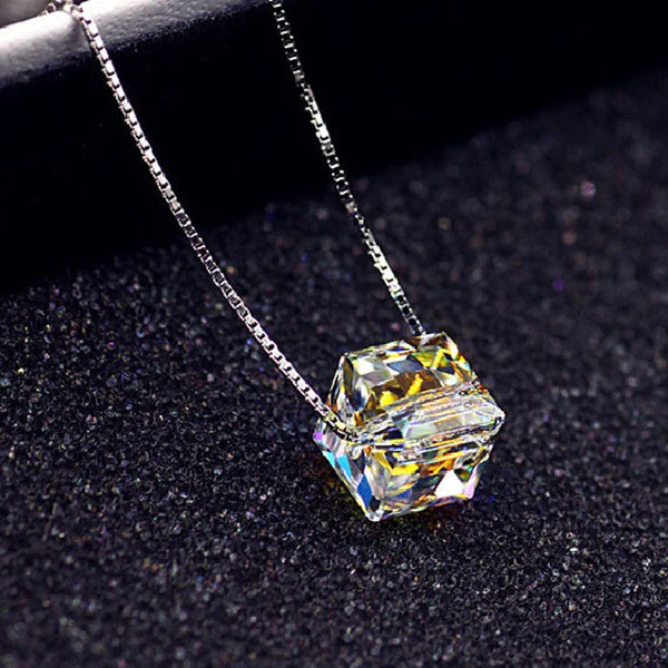 Crystal Aurora Borealis Cube Necklace