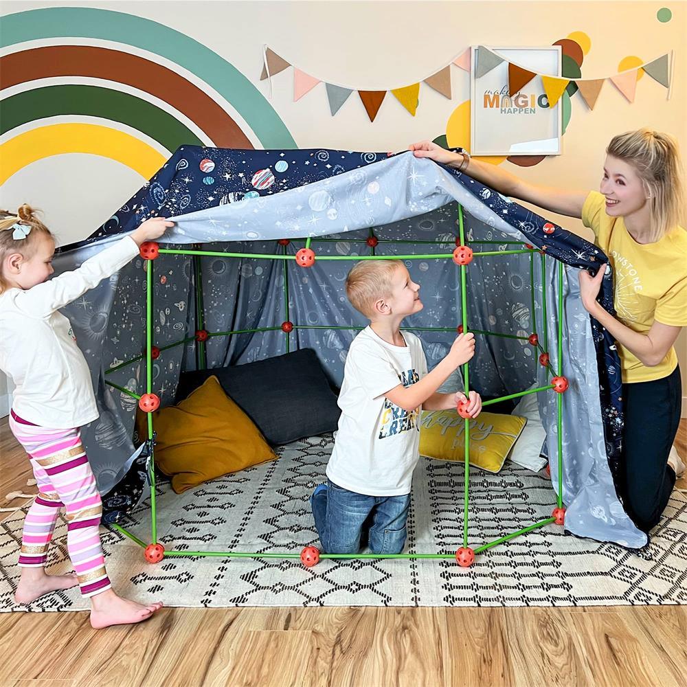 Kids 3D Toy Building Block Kits: Build Forts, Castles, Tunnels, Tents or a PlayHouse