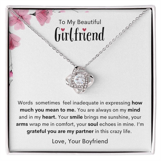 To My Beautiful Girlfriend | You Complete Me | Love Knot Necklace