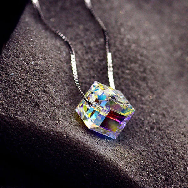 Crystal Aurora Borealis Cube Necklace