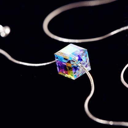 Crystal Aurora Borealis Cube Necklace