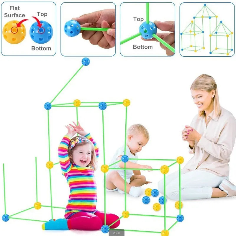 Kids 3D Toy Building Block Kits: Build Forts, Castles, Tunnels, Tents or a PlayHouse