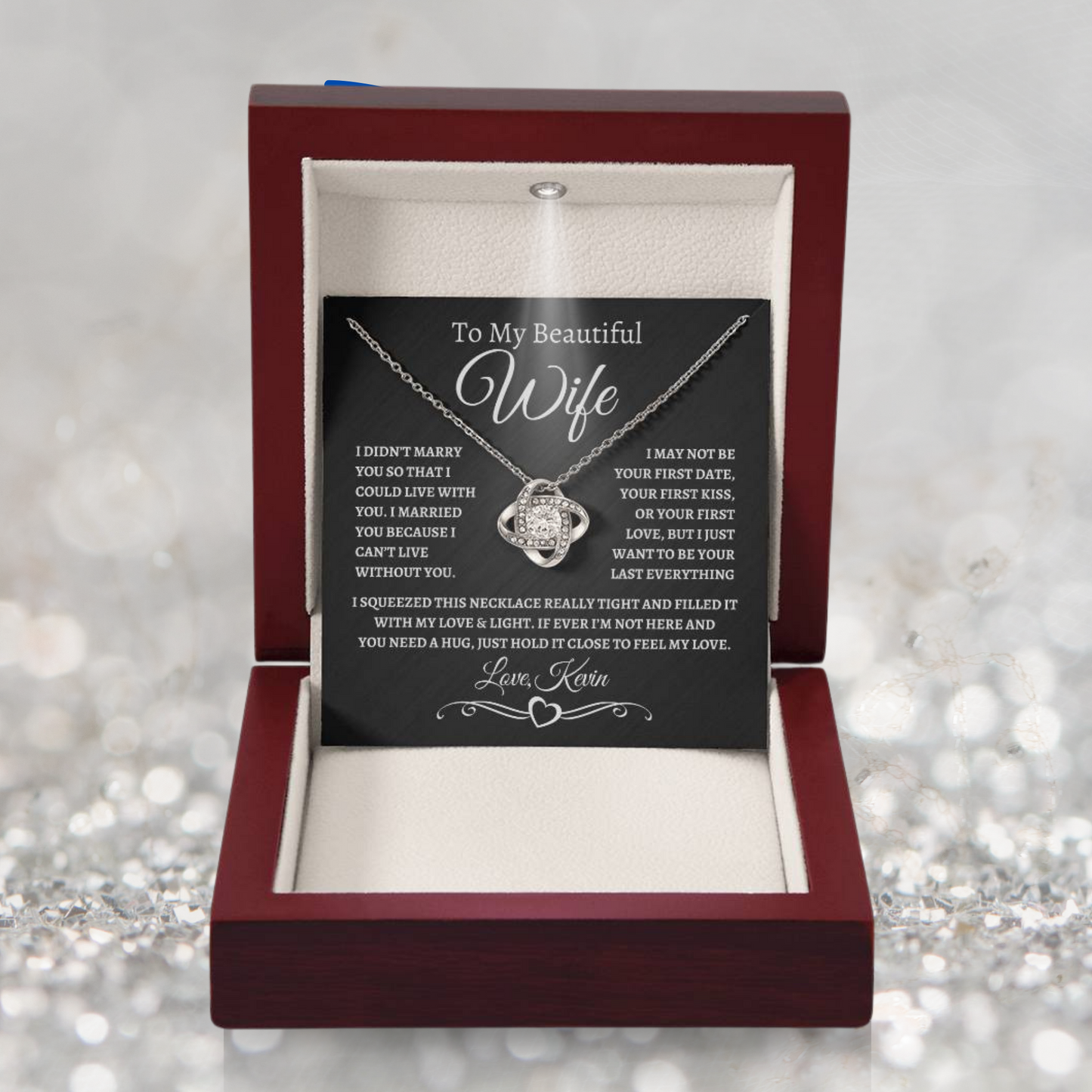 I Just Want to be Your Last Everything | CUSTOMIZED Gift for Wife | Gold Love Knot Necklace (BW)