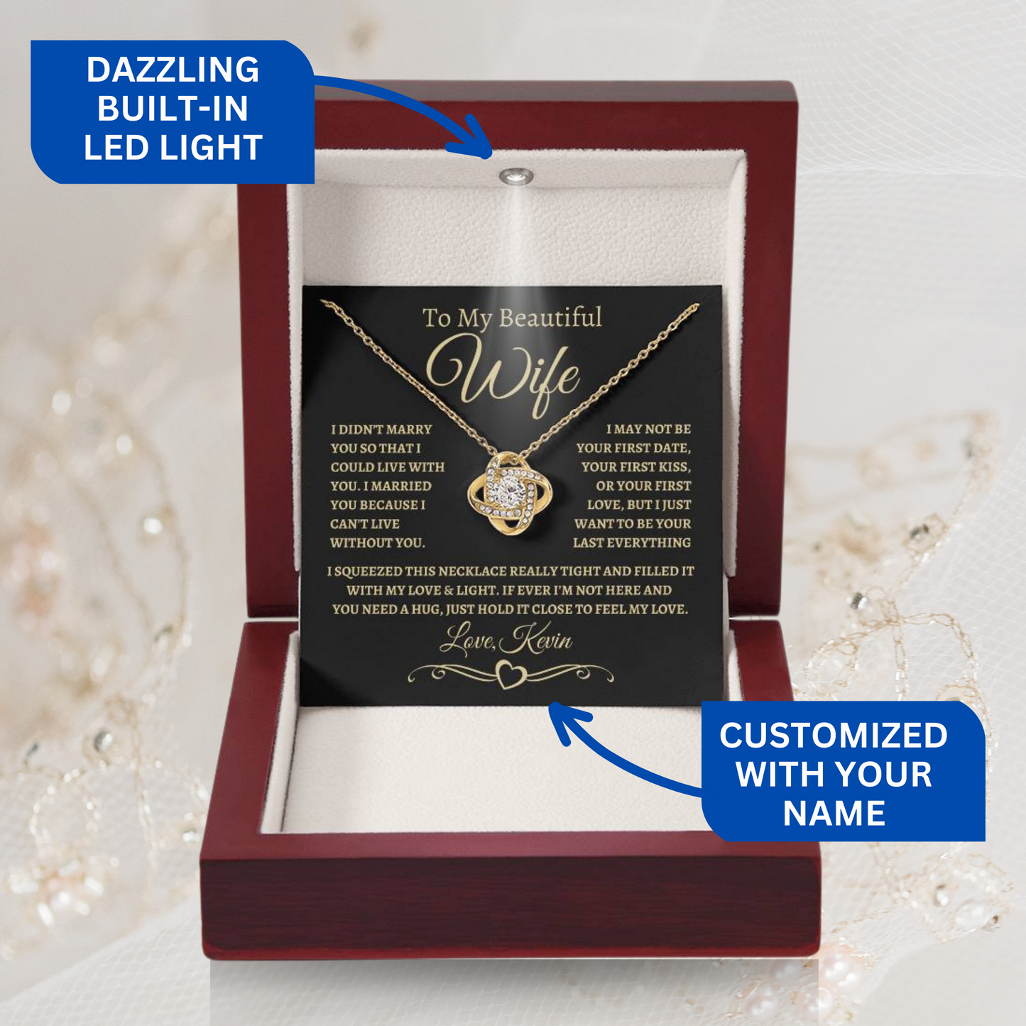 NEW | Just Want to be Your Last Everything | CUSTOMIZED Gift for Wife | Gold Love Knot Necklace (BG)