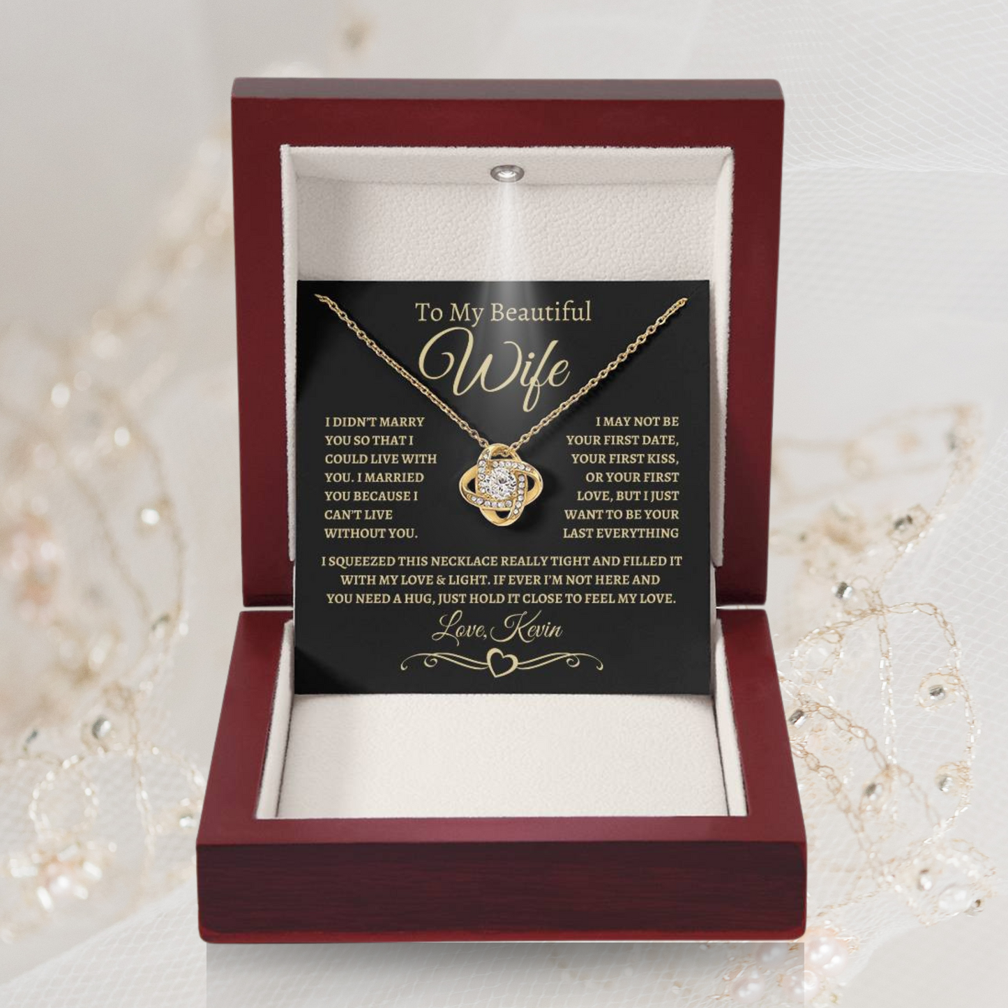 NEW | Just Want to be Your Last Everything | CUSTOMIZED Gift for Wife | Gold Love Knot Necklace (BG)