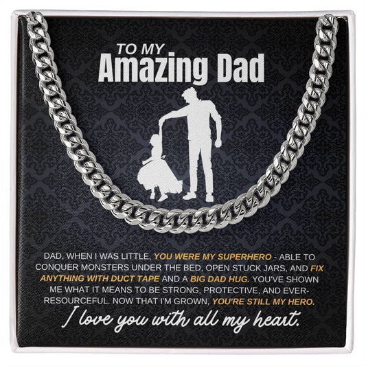 My Dad My Hero From Daughter | Cuban Link Chain | Perfect Father's Day Gift