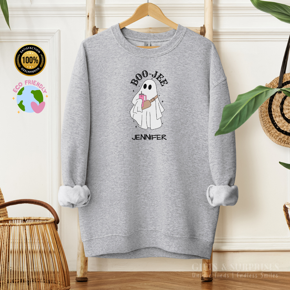 Popular Personalized Boo-Jee Ghost CREWNECK Sweatshirt | Spooky Season Favorite