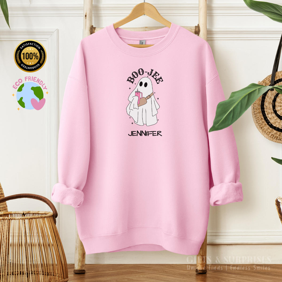 Popular Personalized Boo-Jee Ghost CREWNECK Sweatshirt | Spooky Season Favorite