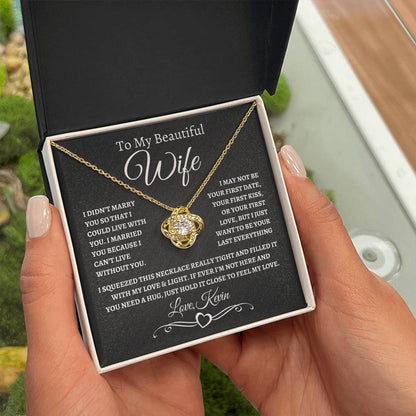 I Just Want to be Your Last Everything | CUSTOMIZED Gift for Wife | Gold Love Knot Necklace (BW)